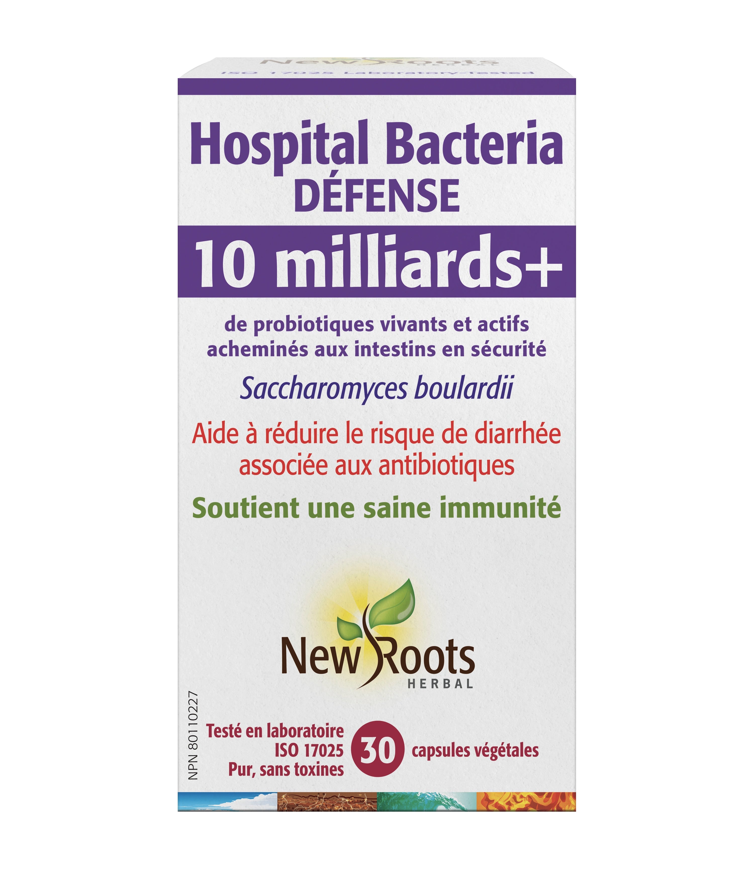 Hospital Bacteria Défense 10 milliards+ - Saccharomyces Boulardii - Probiotiques diarrhée - New Roots - 30 capsules